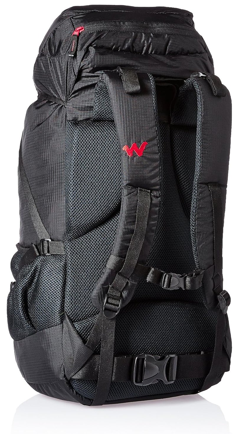 WILDCRAFT 45L Nylon Rucksack – Water-Resistant Travel & Hiking Backpack with Adjustable Straps, Black - Image 2